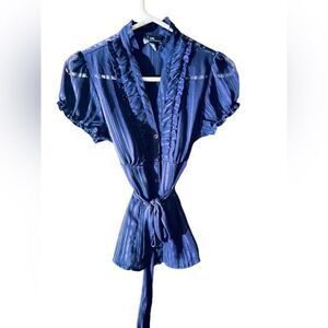 Sheer Purple Button‎ Blouse